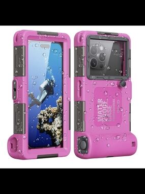 Pink Waterproof Protective Screen Protector Case for Cell Phone